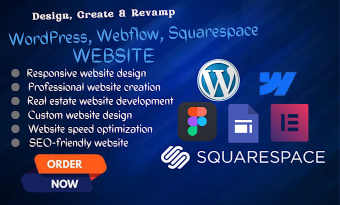 Gig Preview - Design, create or revamp your wordpress, webflow, squarespace website