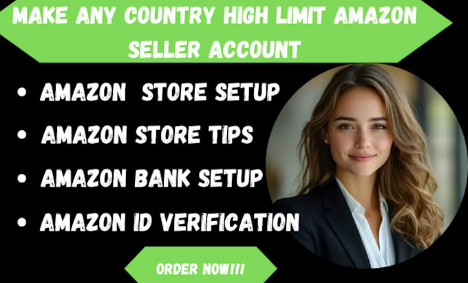 Gig Preview - Create amazon seller account amazon bank set up, id verification product listing