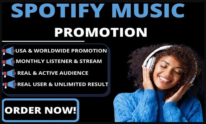 Gig Preview - Do organic spotify promotion for spotify music in USA UK canada or australia