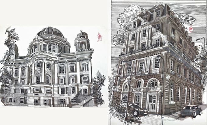 Gig Preview - Create pen and ink urban sketches and architectural illustrations