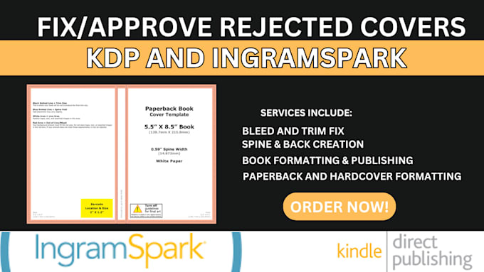 Gig Preview - Convert paperback to hardcover fix and format cover for ingramspark and kdp