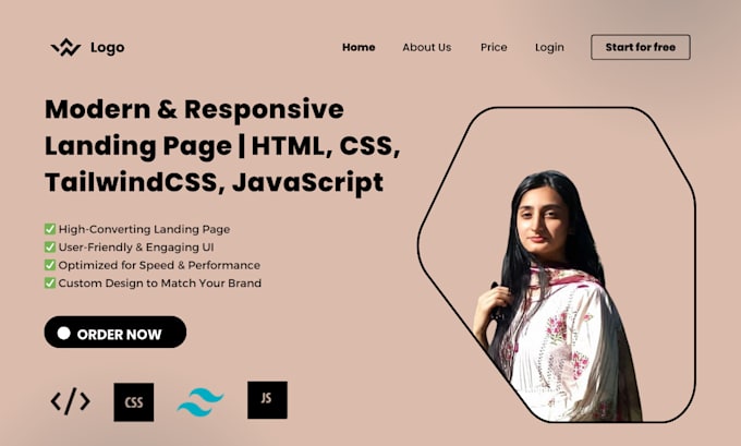 Gig Preview - Develop a refined landing page using HTML, CSS, tailwindcss, and javascript