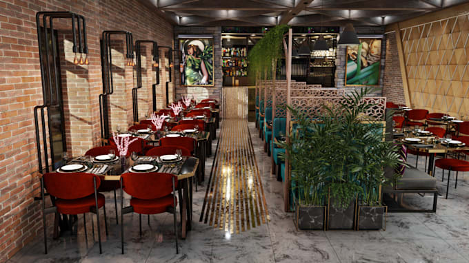 Gig Preview - Redo old restaurant to luxury 3d restaurant,d5 rendering, interior visualization