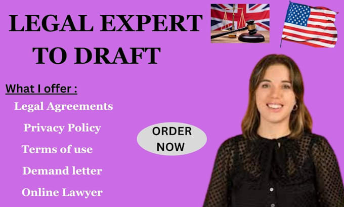 Gig Preview - Be your online lawyer, business legal consultant, legal documents, contracts