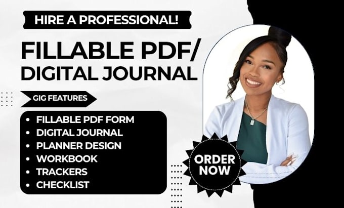 Gig Preview - Create fillable pdf form, digital journal, workbook, tracker, and checklist