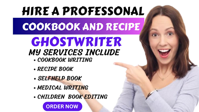 Gig Preview - Be your cookbook writer recipe writer cookbook design ebook recipe