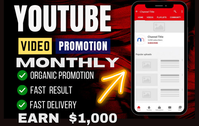 Gig Preview - Super fast organic youtube video promotion and grow your channel