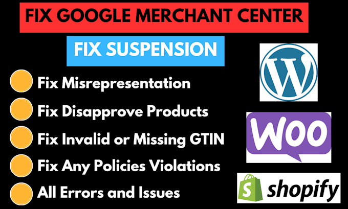 Gig Preview - Fix google merchant center suspension and misrepresentation