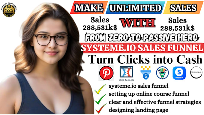 Bestseller - create click funnel landing page, systeme io sales funnel udemy course promotion