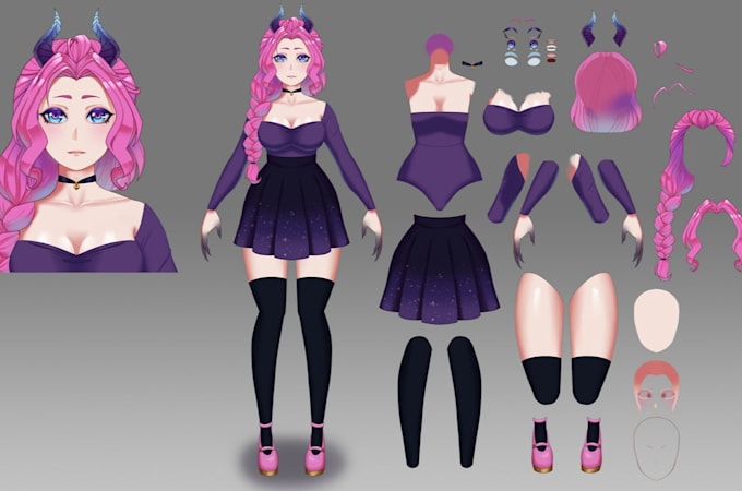 Bestseller - design live2d vtuber model, 2d 3d vtuber, 2d 3d anime character for animation