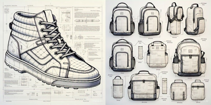 Gig Preview - Design shoes, sneakers footwear and bags, bagpacks, purses with tech pack