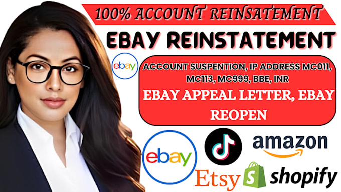 Gig Preview - Ebay or etsy account reinstatement, mc011, suspended or restricted account, bbe