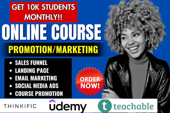 Gig Preview - Do online course promotion for more students udemy course marketing sales funnel