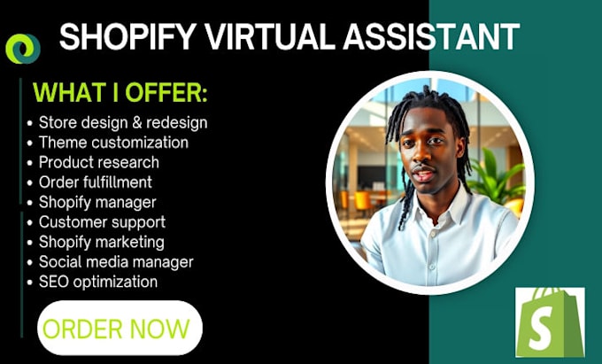 Gig Preview - Be your shopify virtual assistant and social media marketing