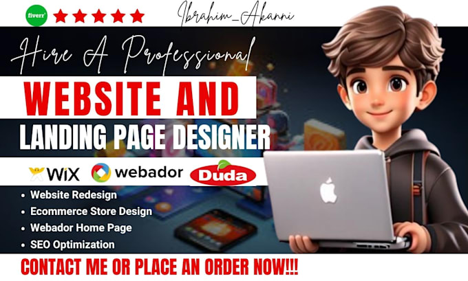 Gig Preview - Design or redesign a responsive landing page website on duda webador and wix SEO