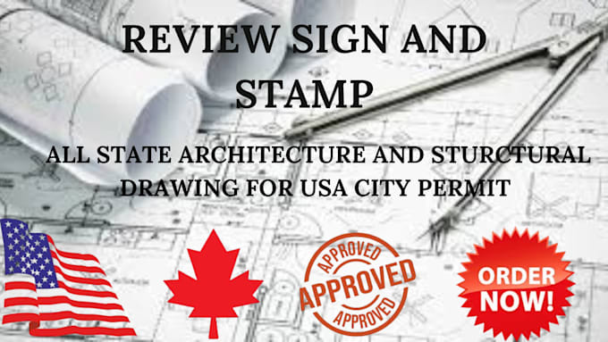 Gig Preview - Review and stamp your USA, canada, and UK architectural drawing, city permit