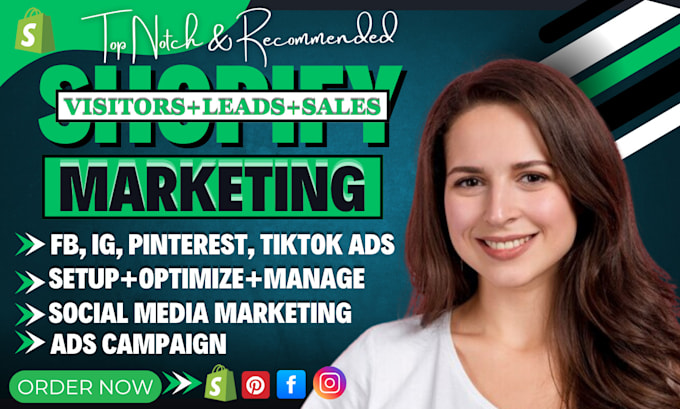 Gig Preview - Do complete shopify marketing promotion, tiktok ads, fb and ig ads, sales funnel