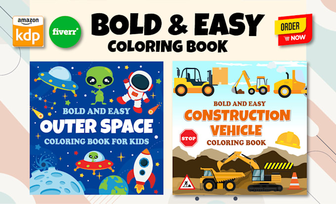 Gig Preview - Bold and easy eye catching coloring book cover design for amazon kdp