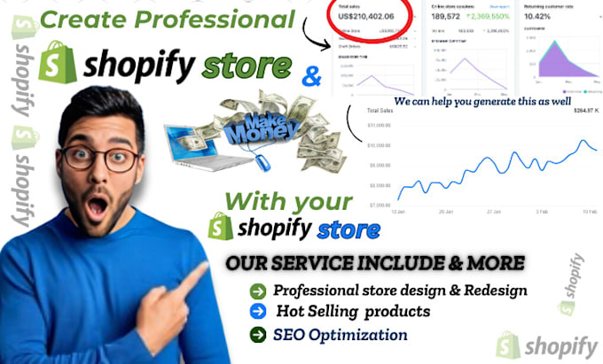 Gig Preview - Create shopify dropshipping store, build shopify store, design shopify website