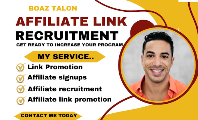 Gig Preview - Affiliate recruitment affiliate marketing link promotion affiliate program mlm