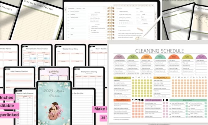 Gig Preview - Design yearly school, self care planner, goals, minimalist hyperlinked planner