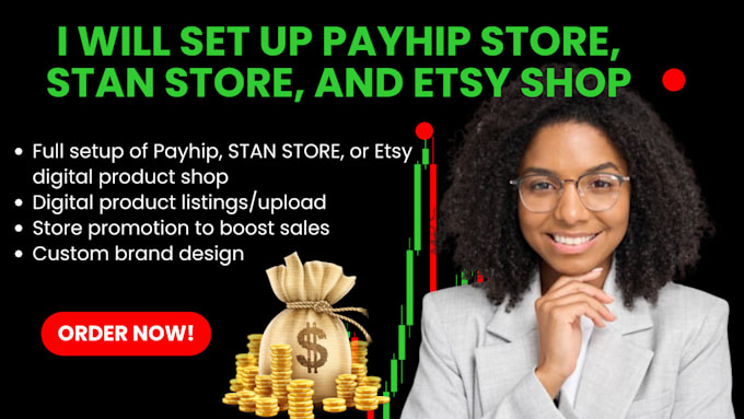 Bestseller - setup 7 figure payhip digital store, stan store, digital product and etsy shop