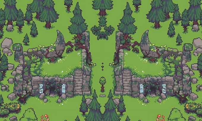 Gig Preview - Make pixel art background tileset animated gif for game video environment scene