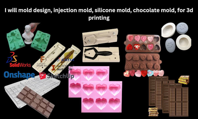 Gig Preview - Mold design, plastic chocolate mold, cake mold,  soap mold, stl for 3d printing