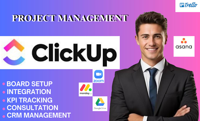 Gig Preview - Set up, optimize and automate, your project with clickup trello asana zapier crm