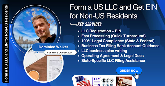 Gig Preview - Form a US llc and ein for non US residents and business tax filing