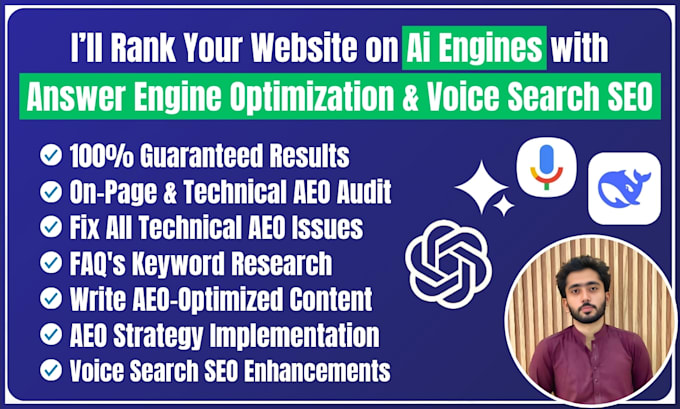 Gig Preview - Rank your site on ai engines with answer engine optimization, voice search SEO