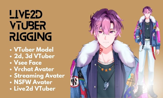 Gig Preview - Do vtuber rigging, vtuber model, nsfw vtuber model, live2d streaming avater,