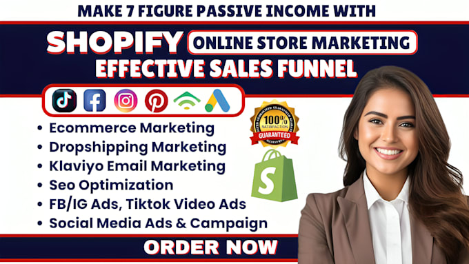 Gig Preview - Boost shopify sales, shopify dropshipping marketing, etsy promotion and fb ads