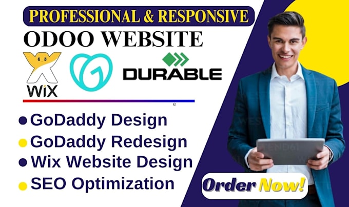 Gig Preview - Design odoo website, squarespace, wix, godaddy airo, durable