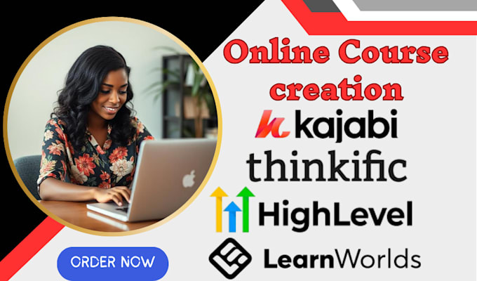 Gig Preview - Create online course website on gohighlevel learnworlds kajabi thinkific ghl