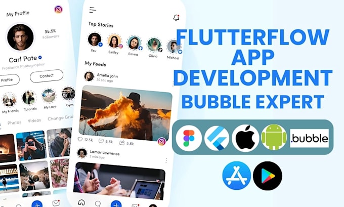 Gig Preview - Do flutterflow app development, bubble io expert vpn app, mobile app development