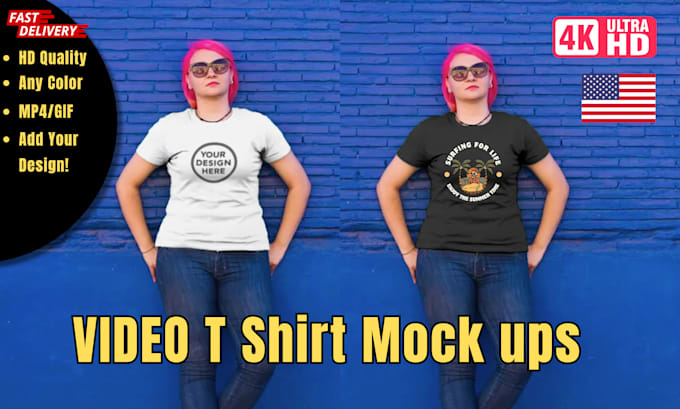 Bestseller - create 20 realistic HD video t shirt mock ups mockups