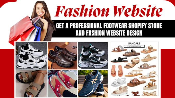 Gig Preview - Design sneakers store leather shoes sport shoe footwear website fashion website