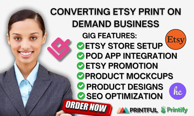 Gig Preview - Do etsy print on demand etsy pod etsy seo etsy listing printful printify