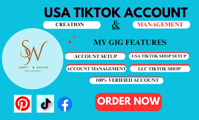 Gig Preview - Create tiktok usa account usa tik tok account usa tiktok shop setup