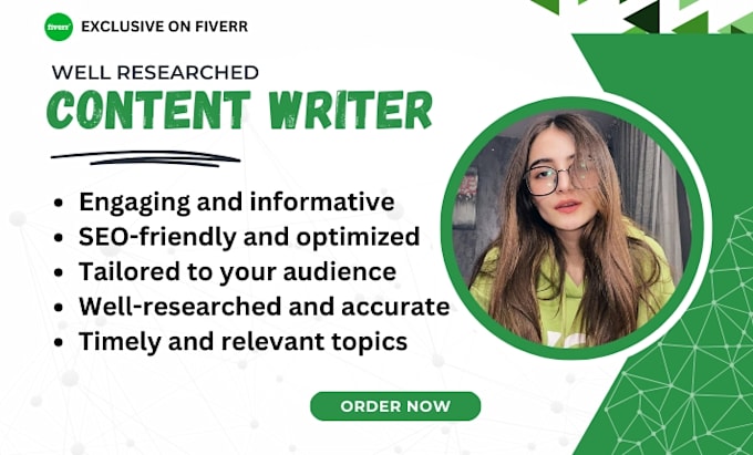 Gig Preview - Write engaging, effective SEO friendly articles, content writers for we