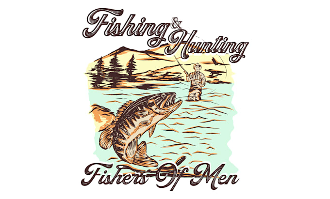 Gig Preview - Draw hunting, fishing and camping illustration for t shirt