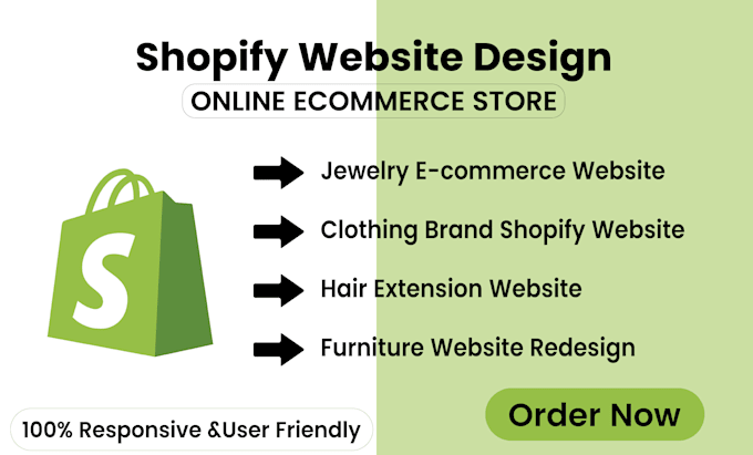 Gig Preview - Shopify jewelry clothing hair furniture website and store design and redesign