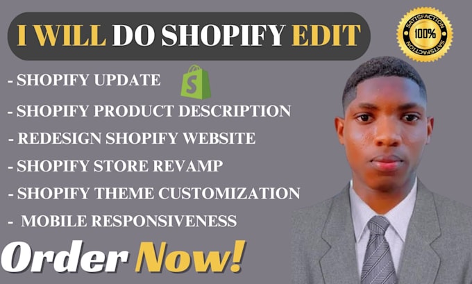 Gig Preview - Do shopify product editing, update, revamp and redesign shopify website