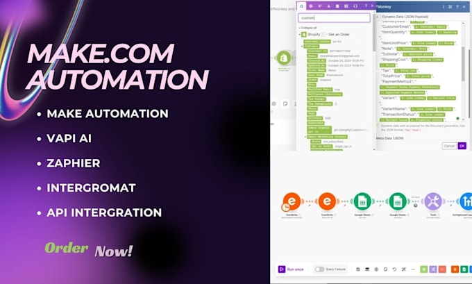 Gig Preview - Make com automation made com vapi ai zapier airtable notion api integromat