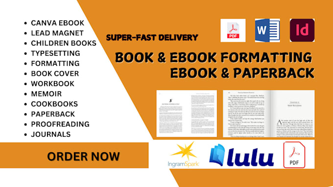 Gig Preview - Do book formatting kdp paperback manuscript indesign ebook formatting google doc