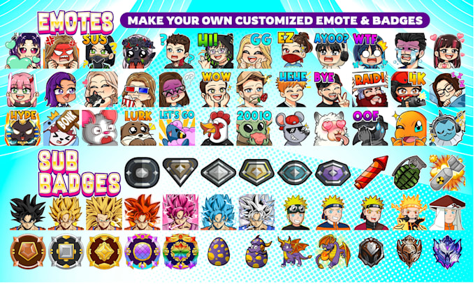 Bestseller - design  discord emotes, twitch emotes, kick emote twitch overlay in chibi style