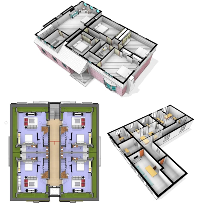 Gig Preview - Draft architectural blueprint for 3d floor plan