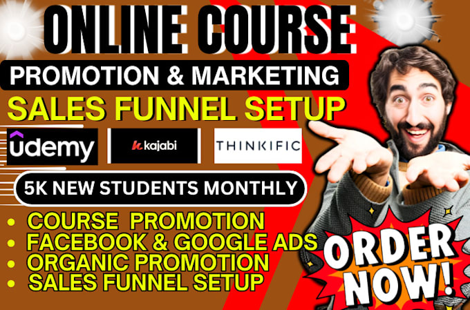 Bestseller - advertise udemy course, online course promotion sales thinkific kajabi website