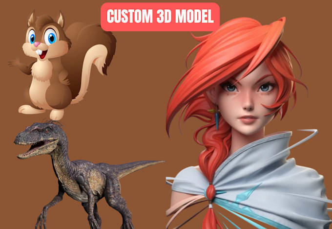 Gig Preview - Design cute 3d animal character model toy cartoon style for game and 3d printing